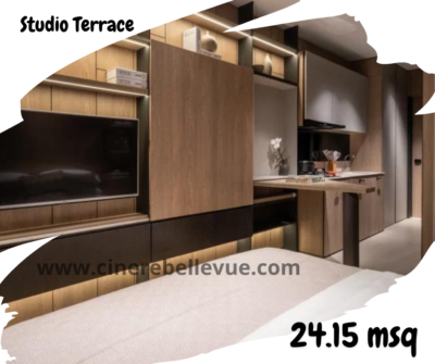 foto unit tipe studio apartemen terrace stuido